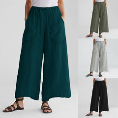 👖Damskie spodnie z szerokimi nogawkami z bawełny i lnu