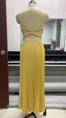 Sheree – Plisowana Sukienka maxi z Dekoltem w Szpic