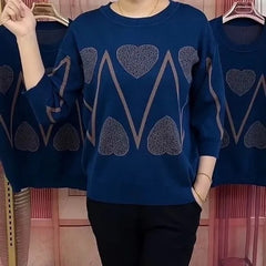 Uroczy, luźny top z rękawem 3/4 na jesień