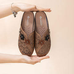 【EU 35-42】🌸Eleganckie damskie skórzane sandały z wyciętym kwiatowym wzorem