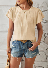 🦸♀️2024 Wiosna i lato, luźny top z błyszczącej, złotej tkaniny z płatkami i rękawami