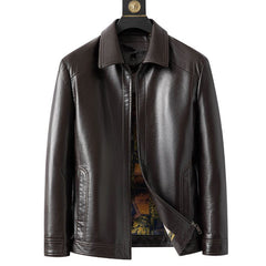 Ciepła męska kurtka skórzana z pluszową podszewką