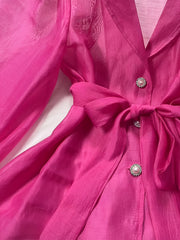 Koszula z długim rękawem i prześwitującym paskiem z klapami z 2025 roku