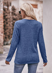 Damska luźna koszulka z okrągłym dekoltem, zapinana na guziki