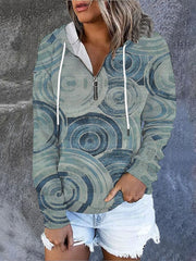 Damska bluza z kapturem i kieszeniami, z nadrukiem