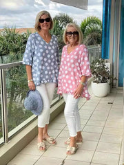 🔥-Bawełniany top z nadrukiem i dekoltem w kształcie litery V