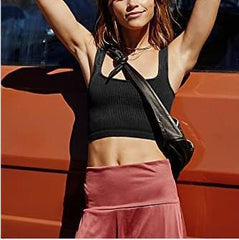 Ins trend w modzie w jednolitym kolorze, seksowna, gwintowana krótka kamizelka