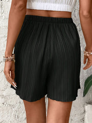 Jednokolorowe spodenki plażowe z gumką w pasie