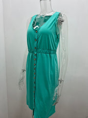 👗Wiosenno-letnia jednokolorowa sukienka z długim rękawem i paskiem