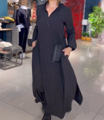 🍻Kobieca sukienka z długim rękawem i dekoltem w kształcie litery V