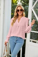 👚 Koszula w groszki z bufiastymi rękawami i dekoltem w kształcie litery V