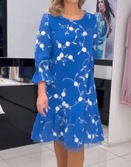 Damska sukienka na wiosnę i lato, elegancka, plisowana z rękawem trzy czwarte