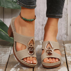 🔥Ostatnia promocja 50% zniżki - damskie skórzane sandały na platformie i wysokim obcasie z ortopedią