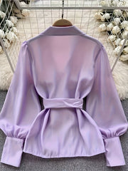 Koszula z długim rękawem i prześwitującym paskiem z klapami z 2025 roku