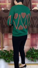 Uroczy, luźny top z rękawem 3/4 na jesień