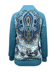 Damska bluza dresowa z długim rękawem, stójką i nadrukiem