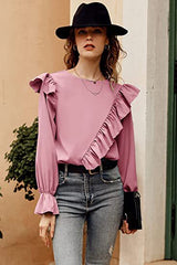 🍹Elegant shirt long sleeve keyhole top for women