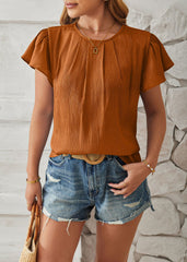 🦸♀️2024 Wiosna i lato, luźny top z błyszczącej, złotej tkaniny z płatkami i rękawami