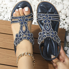 🔥 Last Day Promocja 50% zniżki -Women's Bling Rhinestone Boho Style Flat Sandals