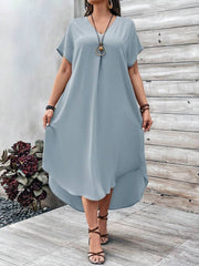 Sukienka swobodna z dekoltem w serek w dużym rozmiarze