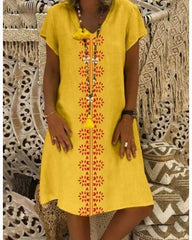 Bawełniana sukienka z dekoltem w szpic