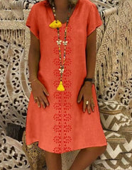 Bawełniana sukienka z dekoltem w szpic