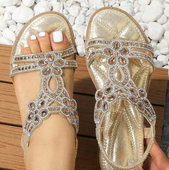 🔥 Last Day Promocja 50% zniżki -Women's Bling Rhinestone Boho Style Flat Sandals