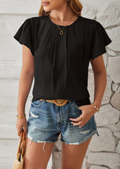 🦸♀️2024 Wiosna i lato, luźny top z błyszczącej, złotej tkaniny z płatkami i rękawami