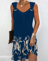 Damska sukienka dresowa bez rękawów, zapinana na guziki