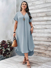 Sukienka swobodna z dekoltem w serek w dużym rozmiarze