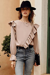 🍹Elegant shirt long sleeve keyhole top for women