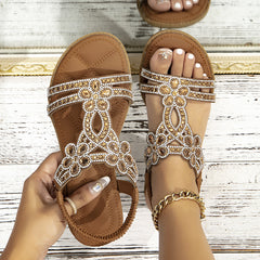 🔥 Last Day Promocja 50% zniżki -Women's Bling Rhinestone Boho Style Flat Sandals