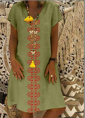 Bawełniana sukienka z dekoltem w szpic