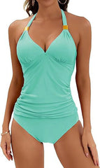 🥰Udanych wakacji - 👙Seksowny damski strój kąpielowy halterneck z marszczeniami