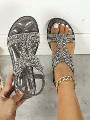 🔥 Last Day Promocja 50% zniżki -Women's Bling Rhinestone Boho Style Flat Sandals