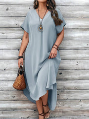 Sukienka swobodna z dekoltem w serek w dużym rozmiarze