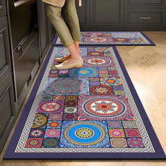 Zestaw dywanów z nadrukiem kwiatowym w stylu retro (2 sztuki) - 40×60 cm + 40×120 cm