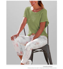 🍒🌳2024 Wiosenno-letni sweter dojazdowy Luźny damski top z krótkim rękawem