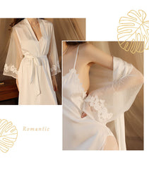 Seksowna koszula nocna i piżama z lodowego jedwabiu dla kobiet, satynowy garnitur