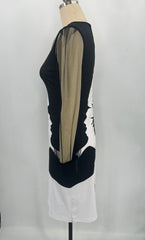 Wąska sukienka z długimi rękawami i siatkowym nadrukiem