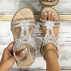 🔥 Last Day Promocja 50% zniżki -Women's Bling Rhinestone Boho Style Flat Sandals