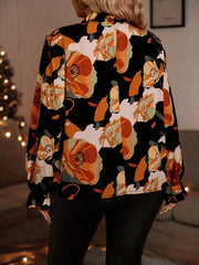 Elegancki, wygodny top w kwiaty z długim rękawem i dzwonkowatymi rękawami
