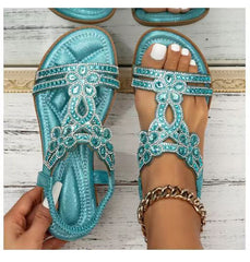 🔥 Last Day Promocja 50% zniżki -Women's Bling Rhinestone Boho Style Flat Sandals