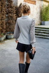 Top z długim rękawem i półgolfem, wykonany z cekinów