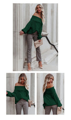 💋👚Damski sweter na jedno ramię, luźny sweter z odkrytymi ramionami