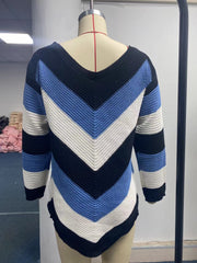 🧶Sweter z dzianiny o luźnym kroju, jesienno-zimowy, z blokami kolorów🧣