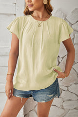 🦸♀️2024 Wiosna i lato, luźny top z błyszczącej, złotej tkaniny z płatkami i rękawami