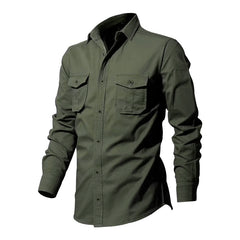 Koszula męska z wieloma kieszeniami, swobodny top z długim rękawem