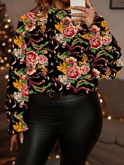 Elegancki, wygodny top w kwiaty z długim rękawem i dzwonkowatymi rękawami