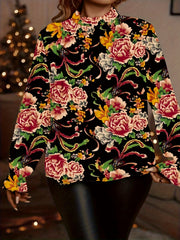 Elegancki, wygodny top w kwiaty z długim rękawem i dzwonkowatymi rękawami